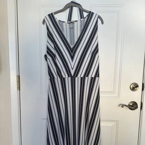 H&M Women’s Black & White Striped Sleeveless Dress, Size:XL EUC